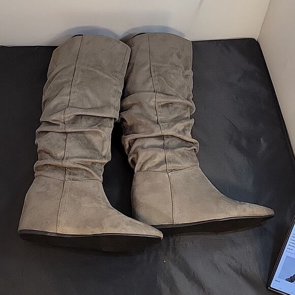 BRAND NEW JUSTFAB POINTED TOE  MID CALF FAUX LEATHER SUEDE  WINTER  BOOT - Picture 10 of 14